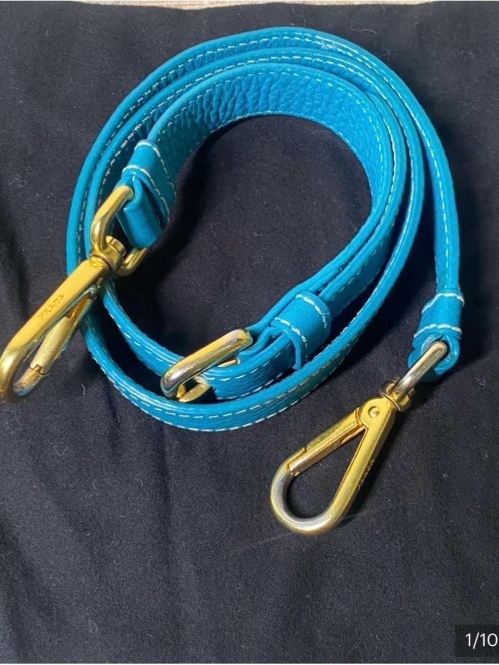 Prada Turquoise /Teal Green Leather Strap Replacement with Gold-Tone Hardware - Picture 3 of 12